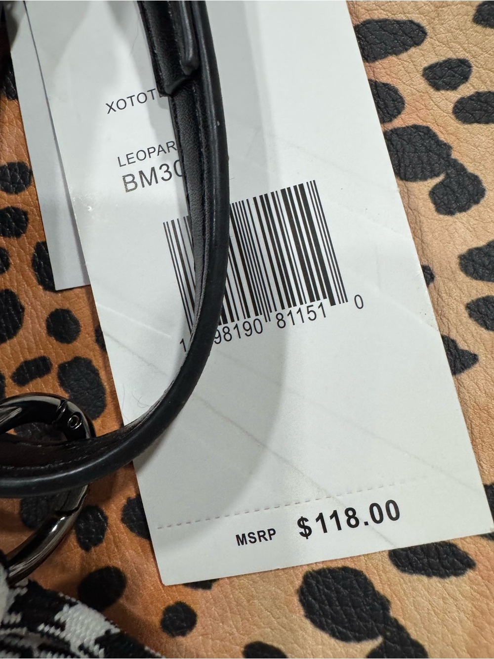 NWT- Betsey Johnson Leopard Print Tote Bag with Black Pouch - Picture 3 of 8